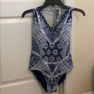 Jessica Simpson Blue and White Tie-Dye One Piece